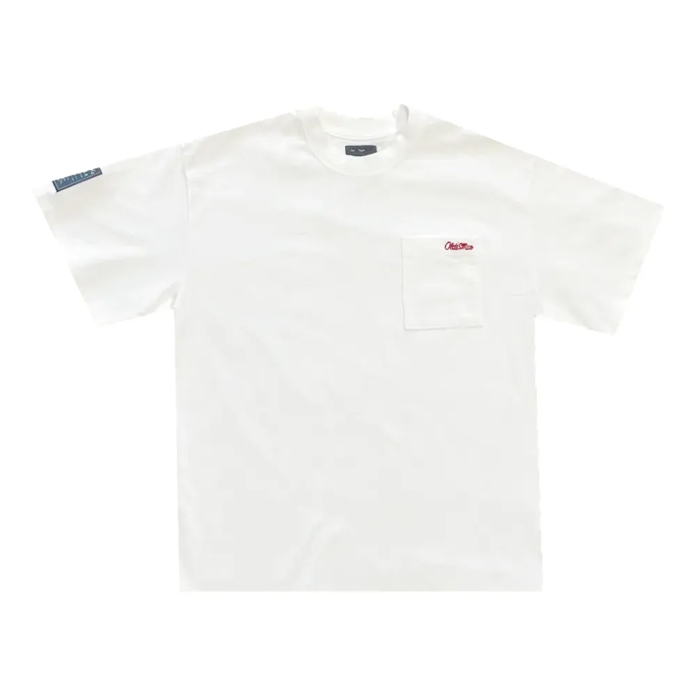 OLDISM OLD/SM OVERSIZE EMBROIDERY LABEL POCKET TEE-WHITE