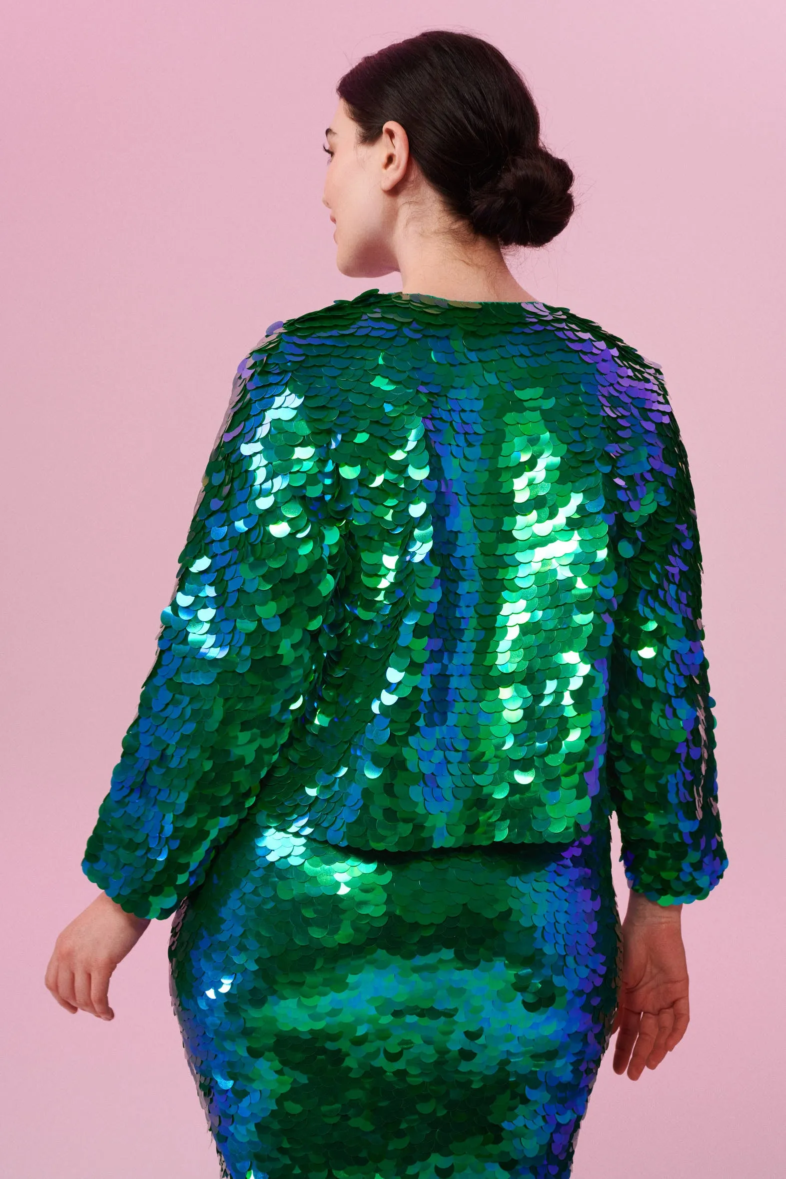 PENNY SEQUIN JACKET - EMERALD