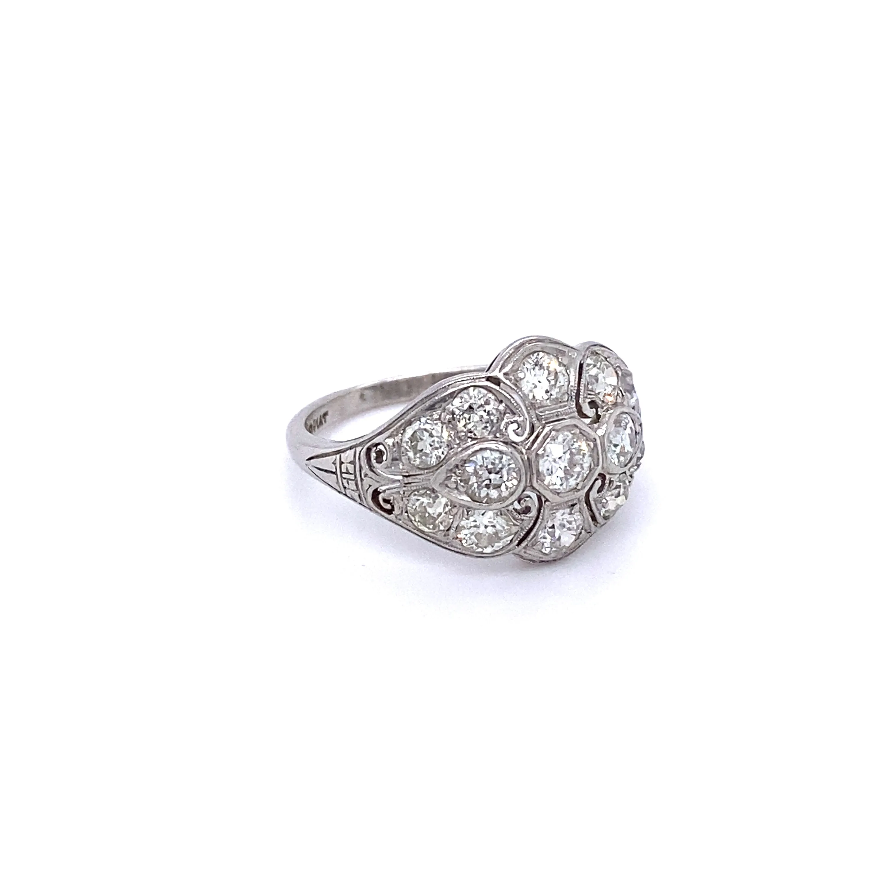 Platinum Art Deco Old European Diamond Ring