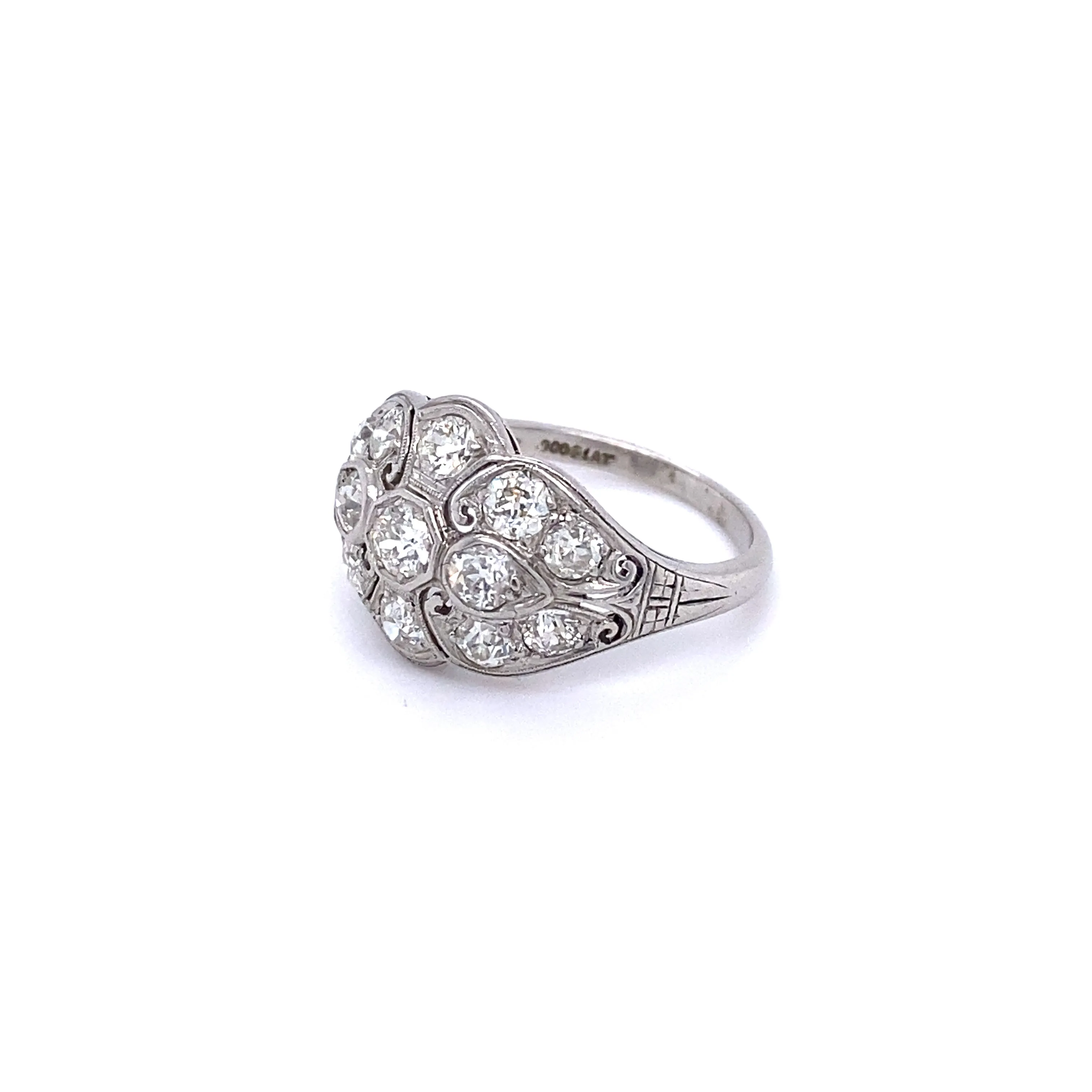 Platinum Art Deco Old European Diamond Ring