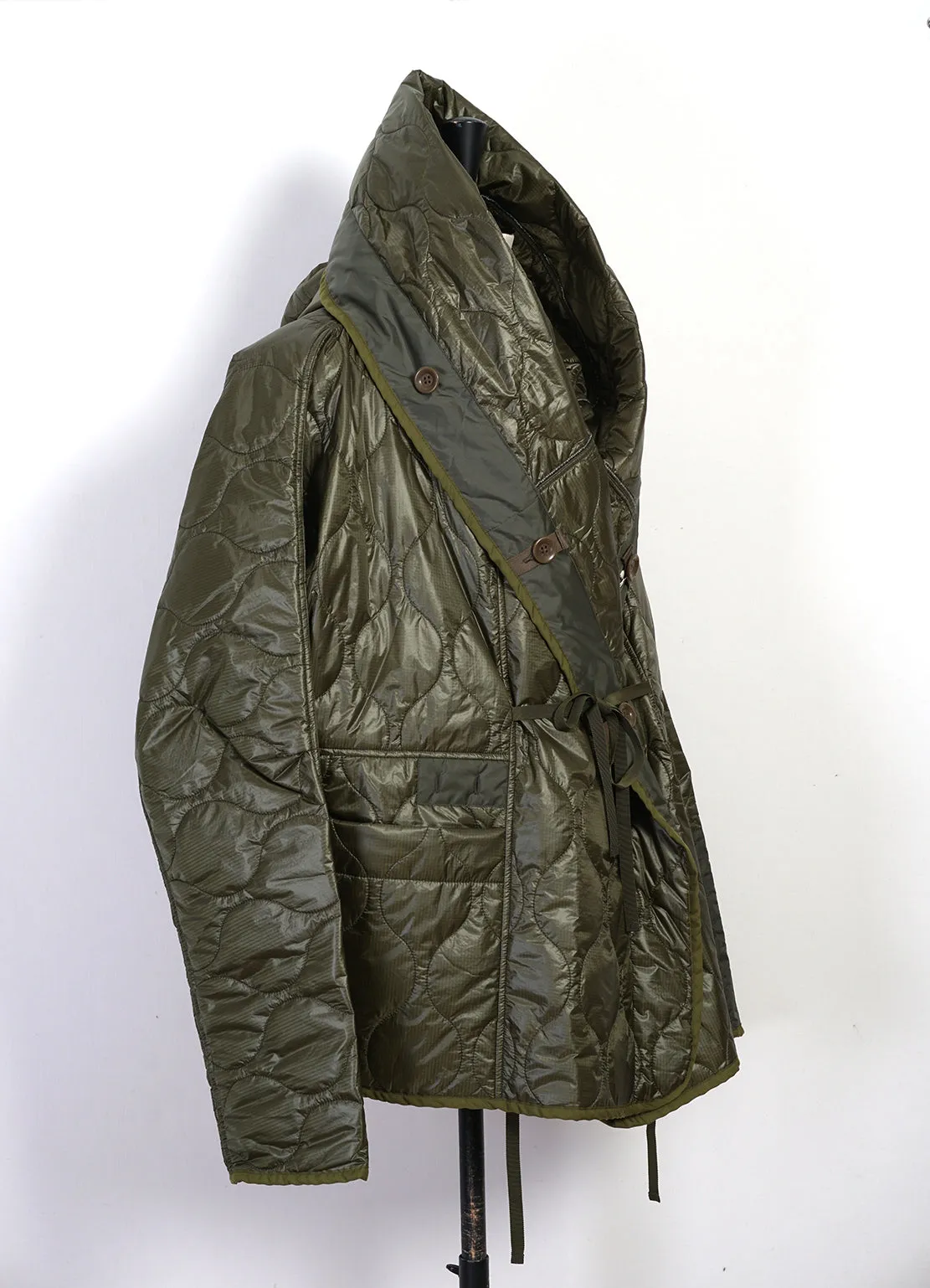 RING COAT | Quilted Nylon Jacket | Khaki