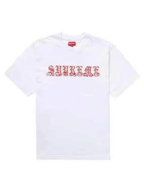 SUPREME OLD ENGLISH RHINESTONE S/S TOP WHITE [SS21]