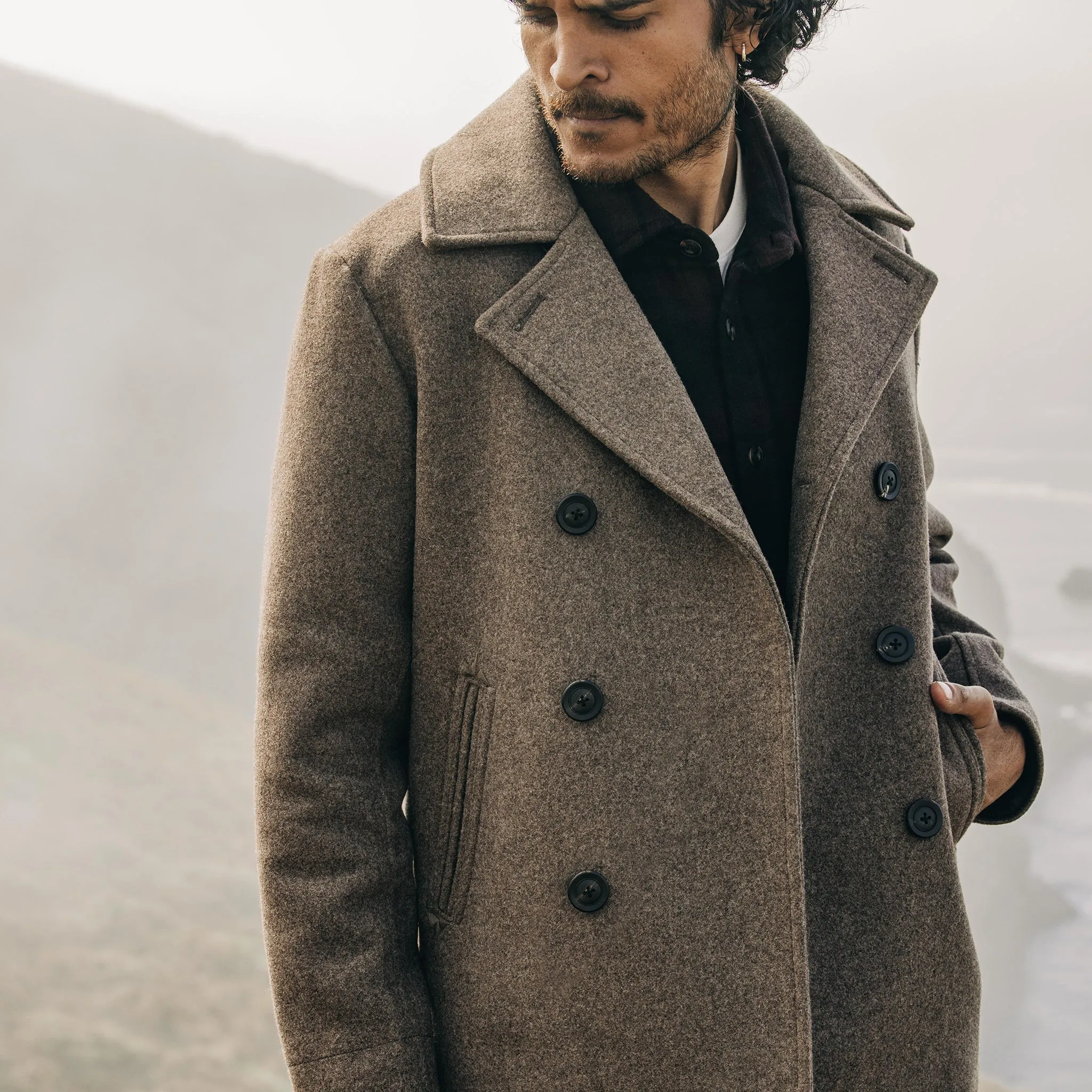 The Mariner Coat in Sable Melton Wool