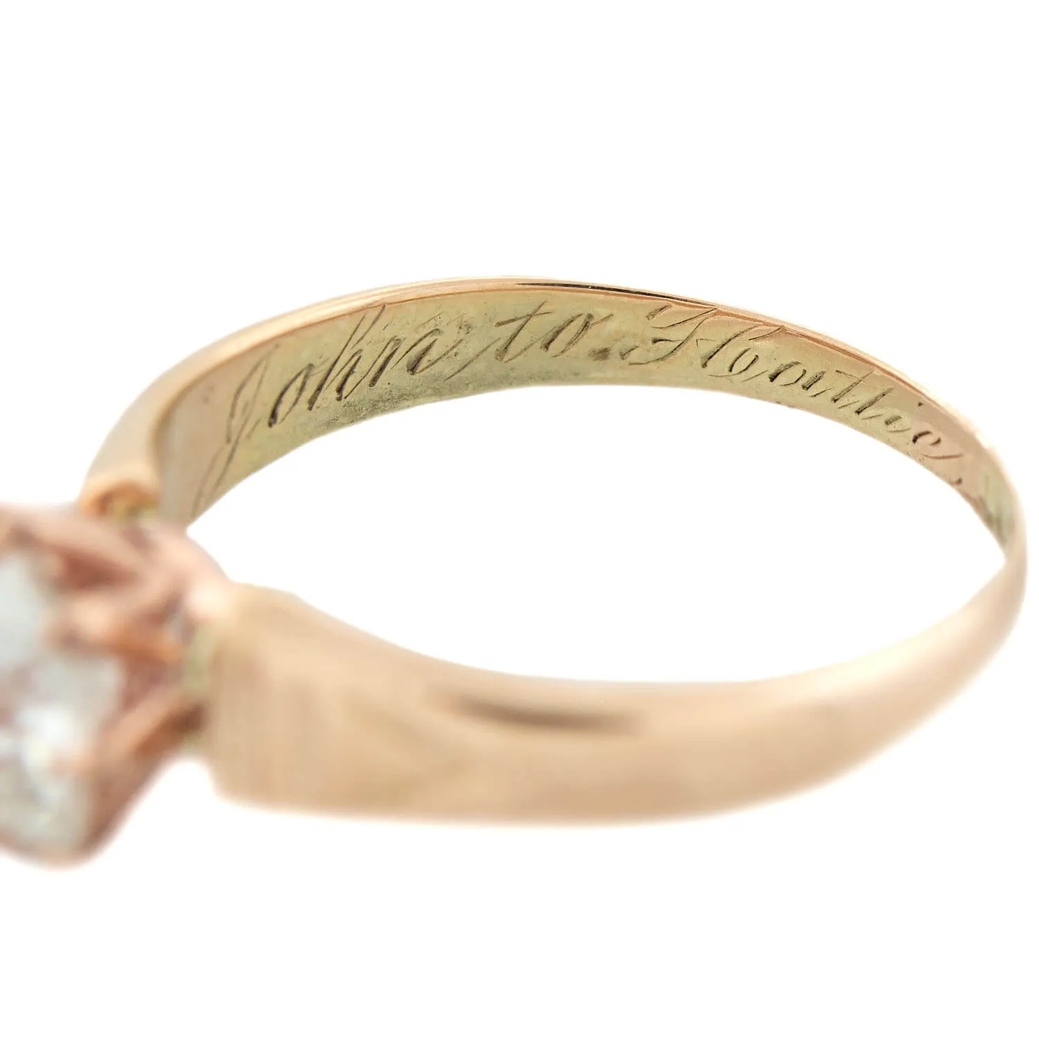 Victorian 18k Solitaire Old Mine Cut Diamond Ring .90ctw