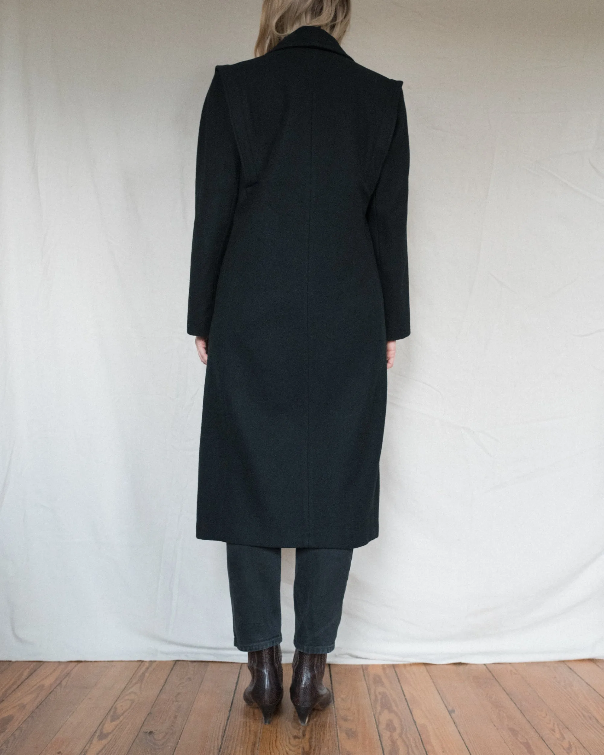 Vintage Black Wool Coat (S/M)