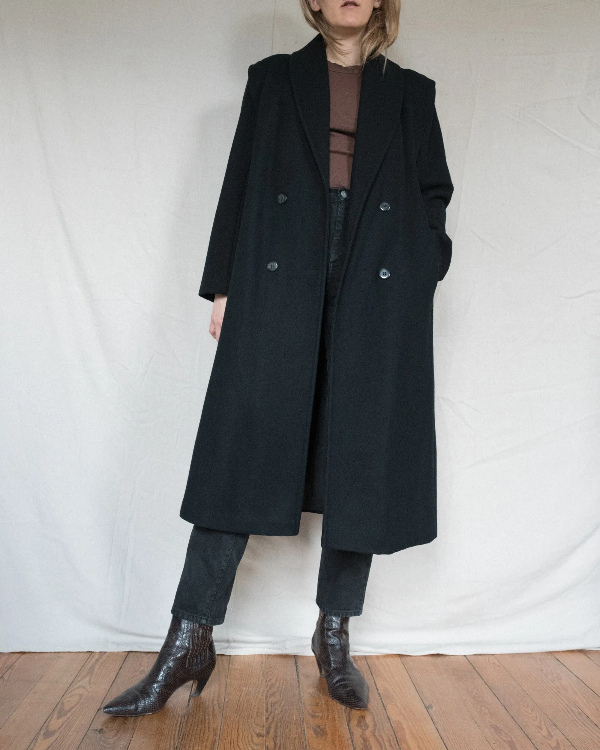 Vintage Black Wool Coat (S/M)