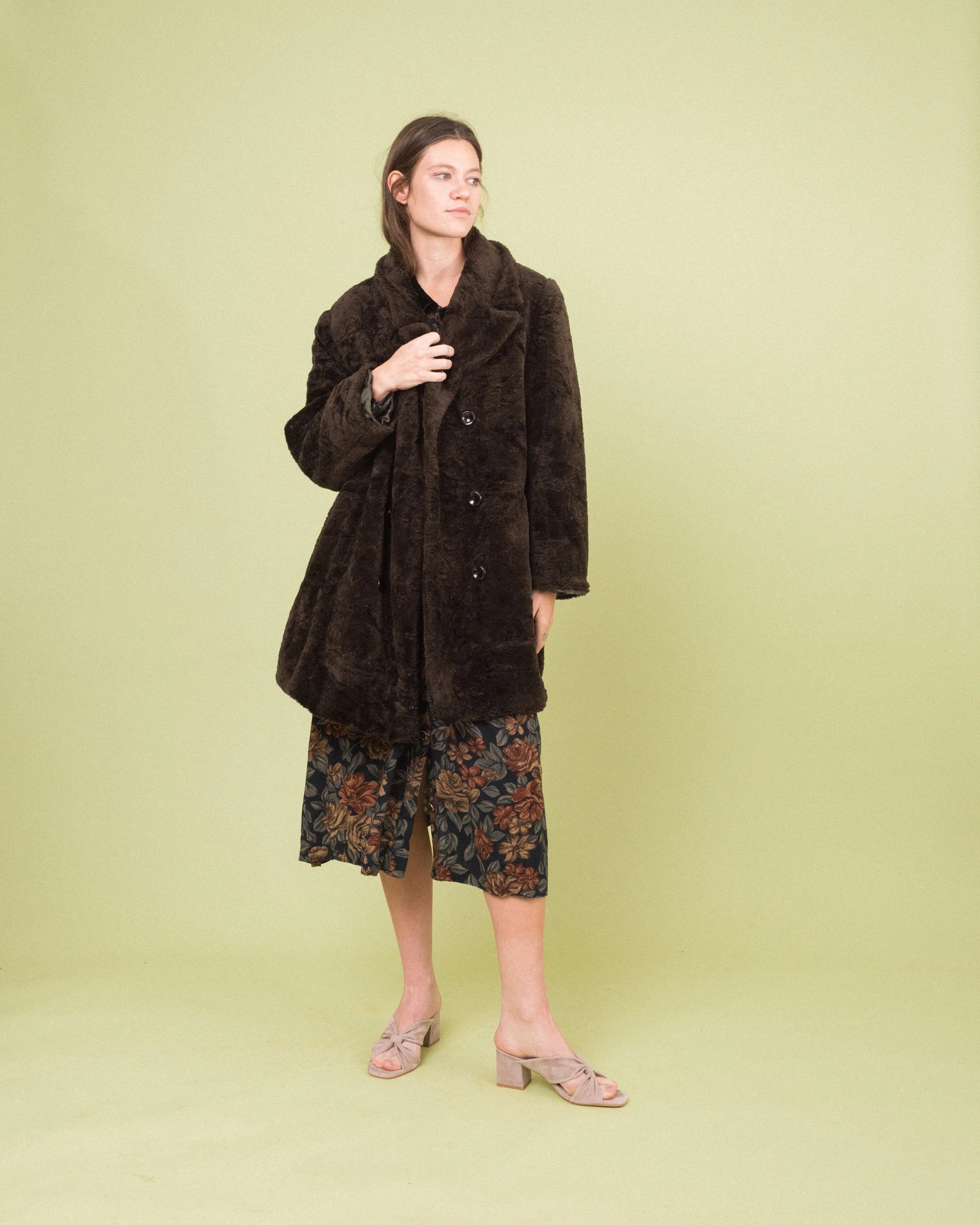 Vintage Chocolate Plush Coat (S/M)