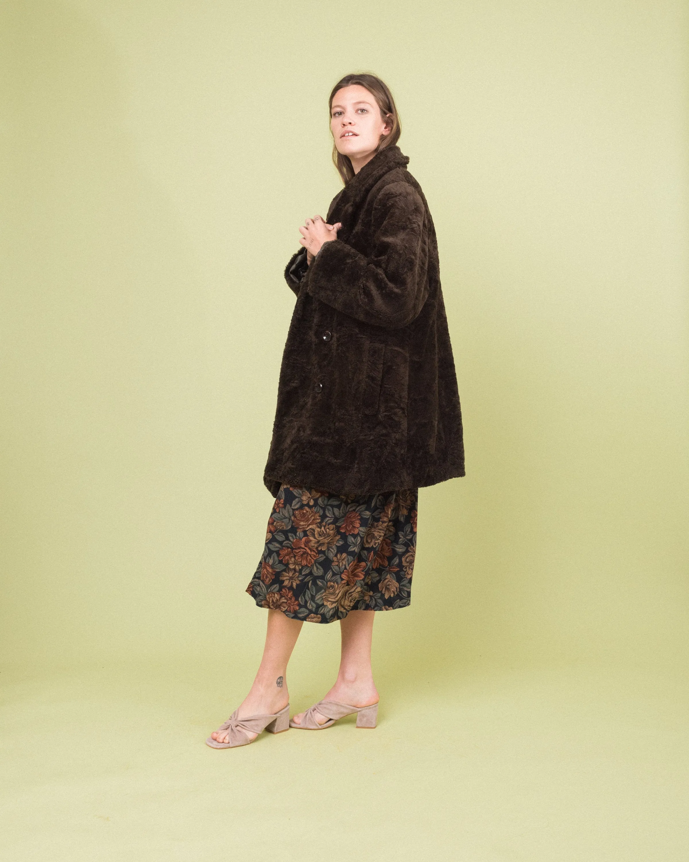 Vintage Chocolate Plush Coat (S/M)