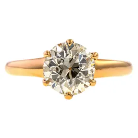 Vintage Solitaire Engagement Ring, Old European 1.55ct.