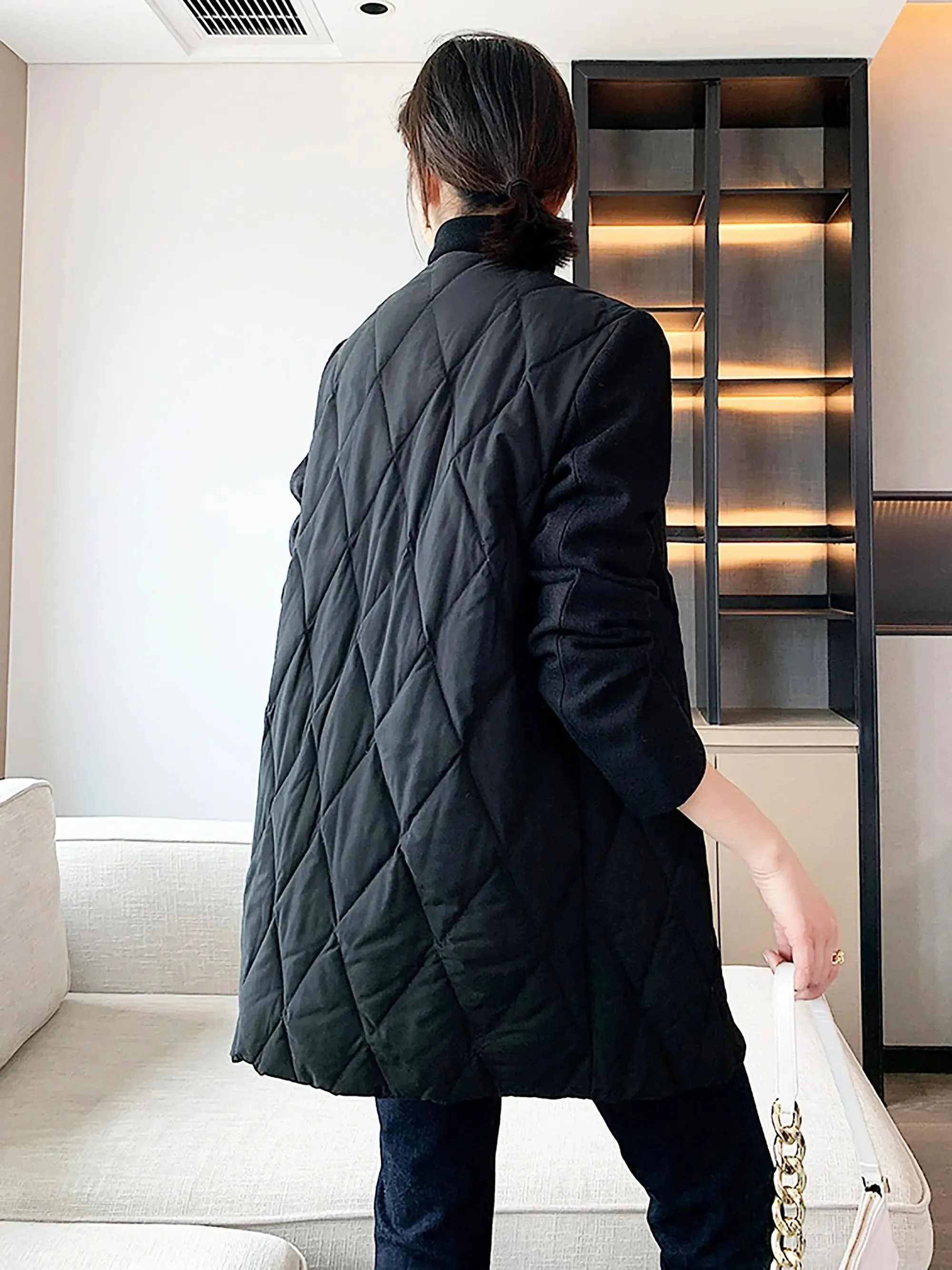 Women wool down coat,Black Wool Blazer down coat,Oversize Wool Blazer down jacket,Black down jacket Suit,Winter Down Blazer,Warm Puffy Coat