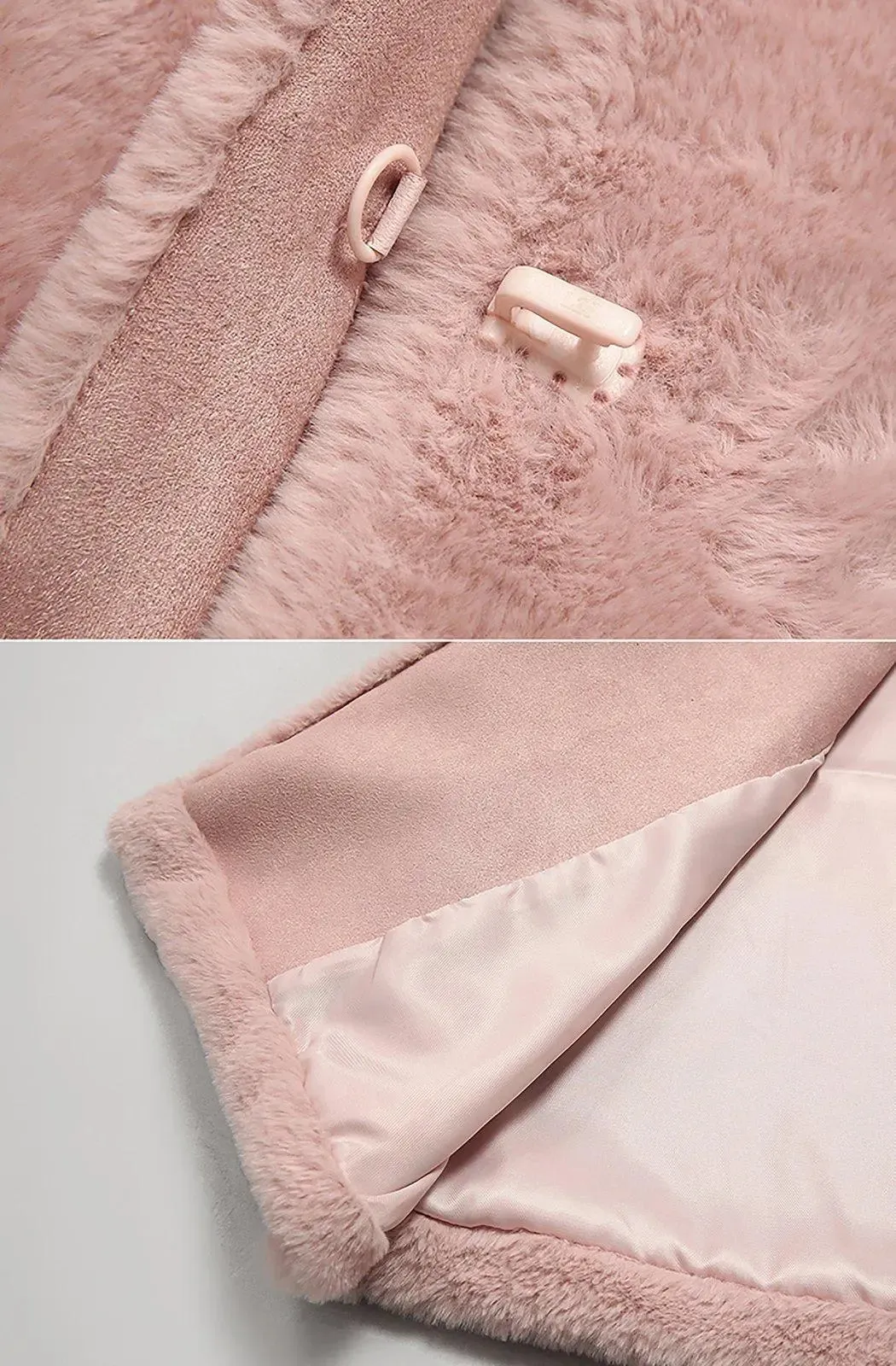 Women's Pink Rex rabbit fur Coat,Faux Fox Fur Coat,Warm Winter coat,Mid-length fur coat,Fur Overcoat,Oversize Pink Fur coat,Vivian7 C104