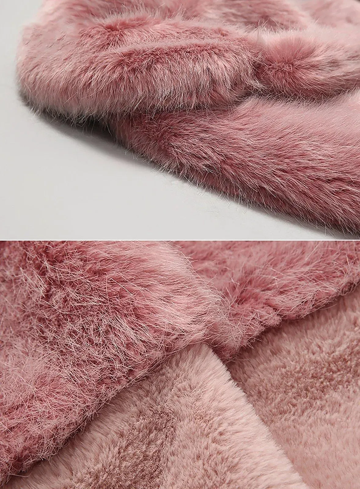 Women's Pink Rex rabbit fur Coat,Faux Fox Fur Coat,Warm Winter coat,Mid-length fur coat,Fur Overcoat,Oversize Pink Fur coat,Vivian7 C104