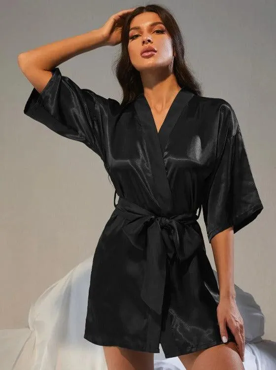 Women's Robe Half Sleeve Belted