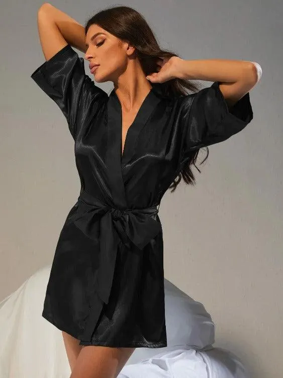 Women's Robe Half Sleeve Belted